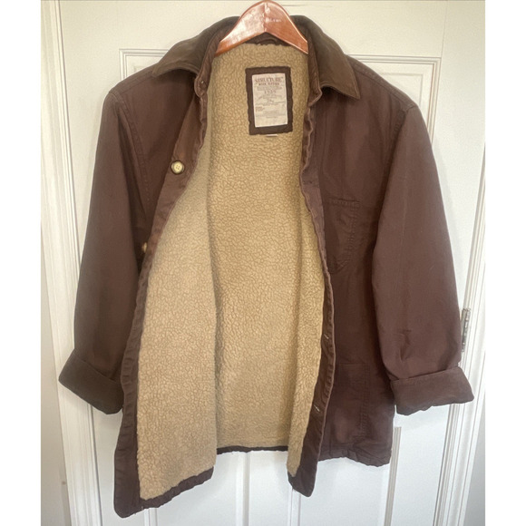 Vtg Structure Men's Chore Jacket Sz M Leather Collar Sherpa Lined Work Barn Farm - Picture 6 of 16